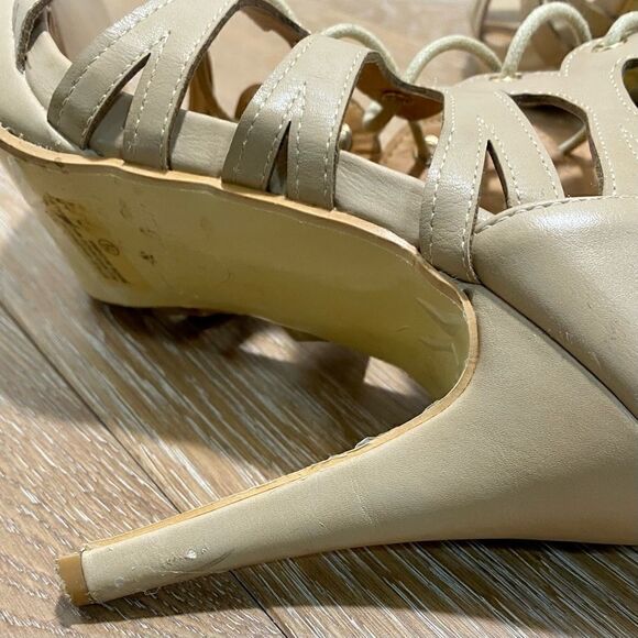 GALERIE-18 Women’s Sz 7.5 Open Toe Strappy Laser Cut Out High Heels Stilettos - Picture 12 of 13